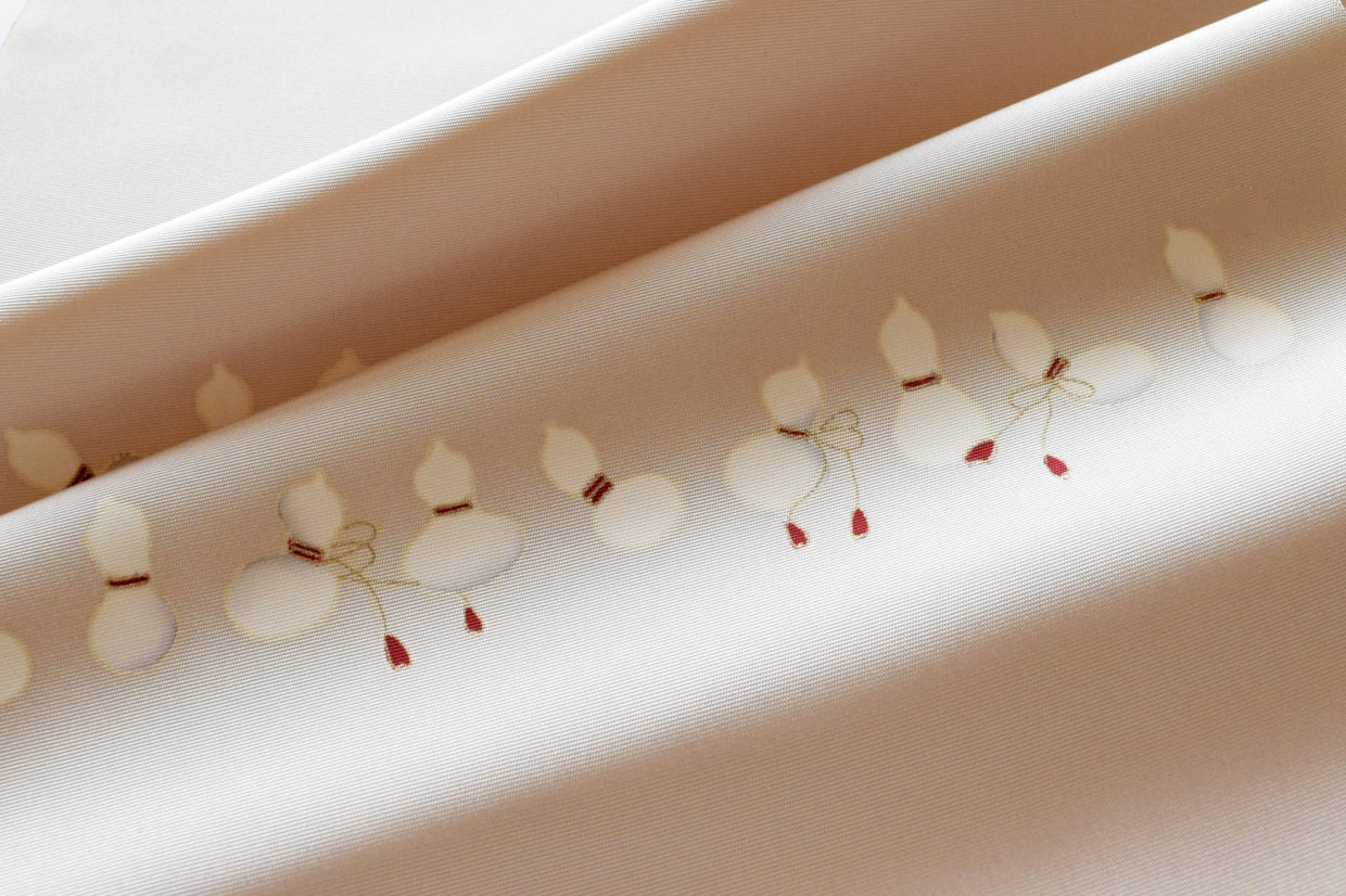 京都　呉服屋　今小路 あま宮　塩瀬の染帯　染の九寸名古屋帯　友禅　並び瓢箪