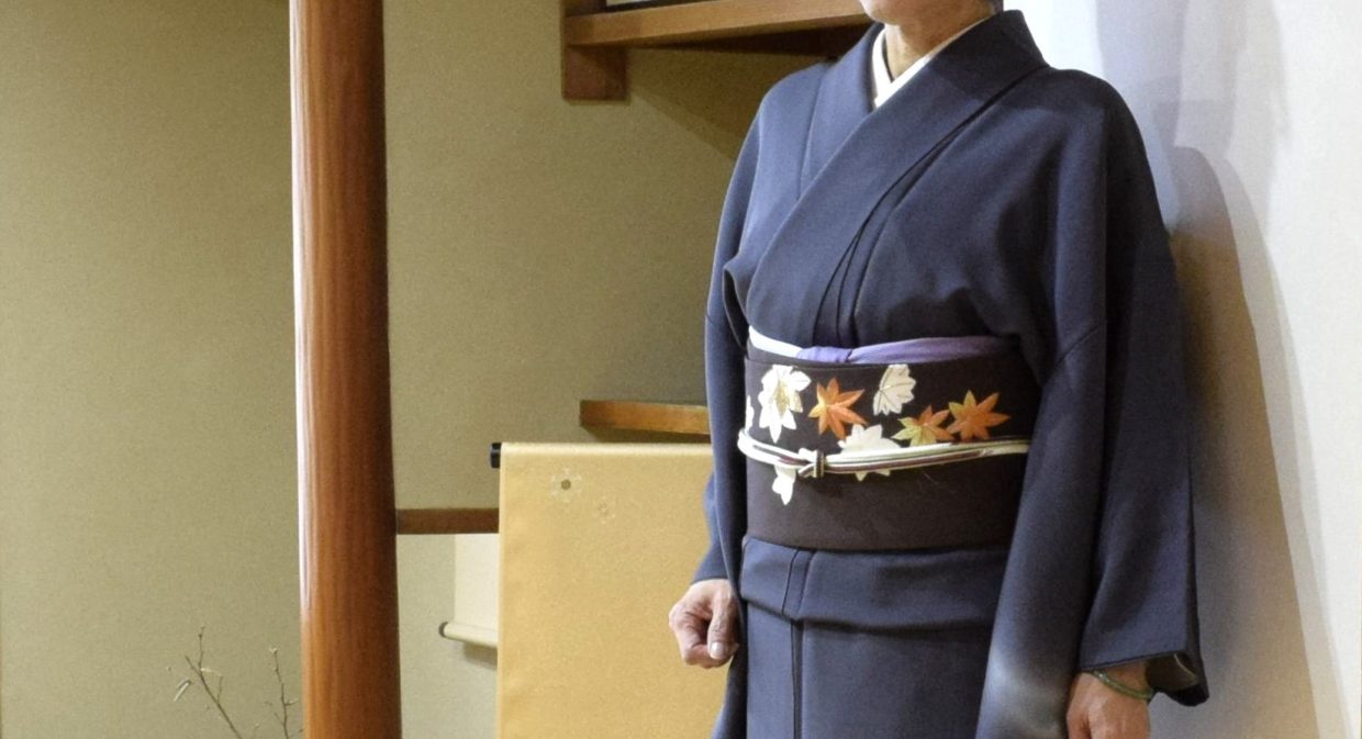 附下　雪輪ぼかし　染の九寸名古屋帯　季節の染帯　刺繍　絞り　今小路 あま宮　お出かけキモノ　霜月のキモノ