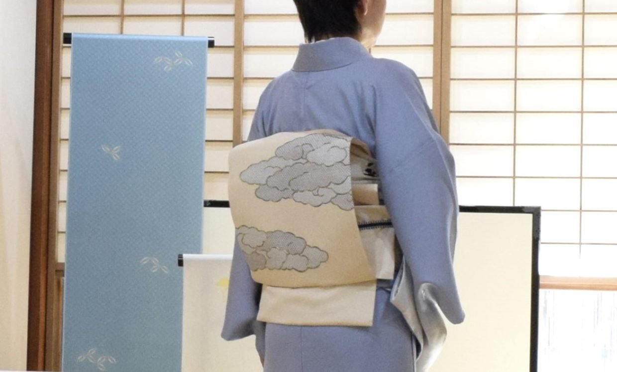 附下　裾ぼかし　刺繍　瓢箪　塩瀬の染帯　染の九寸名古屋帯　瑞雲　今小路 あま宮　京都　師走のキモノ　お出掛けキモノ