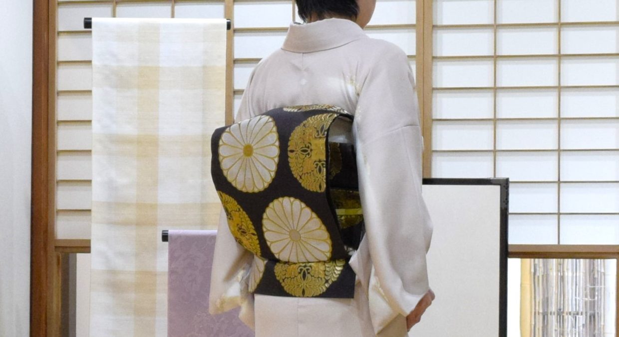 訪問着　洛中洛外図　抜き1つ紋　袋帯　盡政　菊文　今小路 あま宮　 祝の席のキモノ　京都