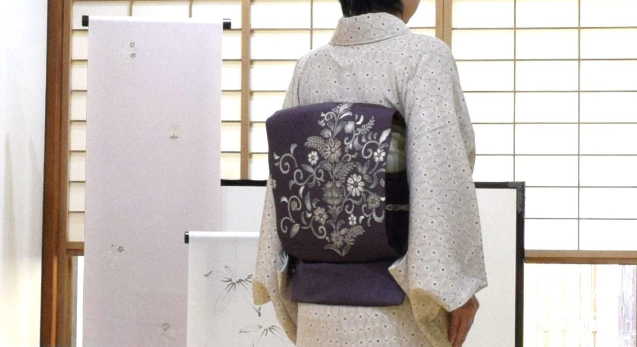 小紋　小花立涌　塩瀬の染め帯　更紗　今小路 あま宮　睦月のキモノ　京都