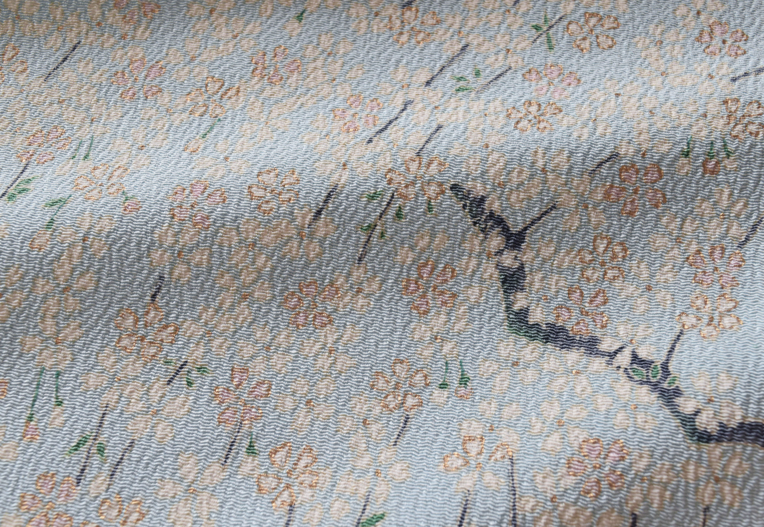 染の九寸名古屋帯 縮緬 真糊友禅 枝垂れ桜 今小路 あま宮 京都