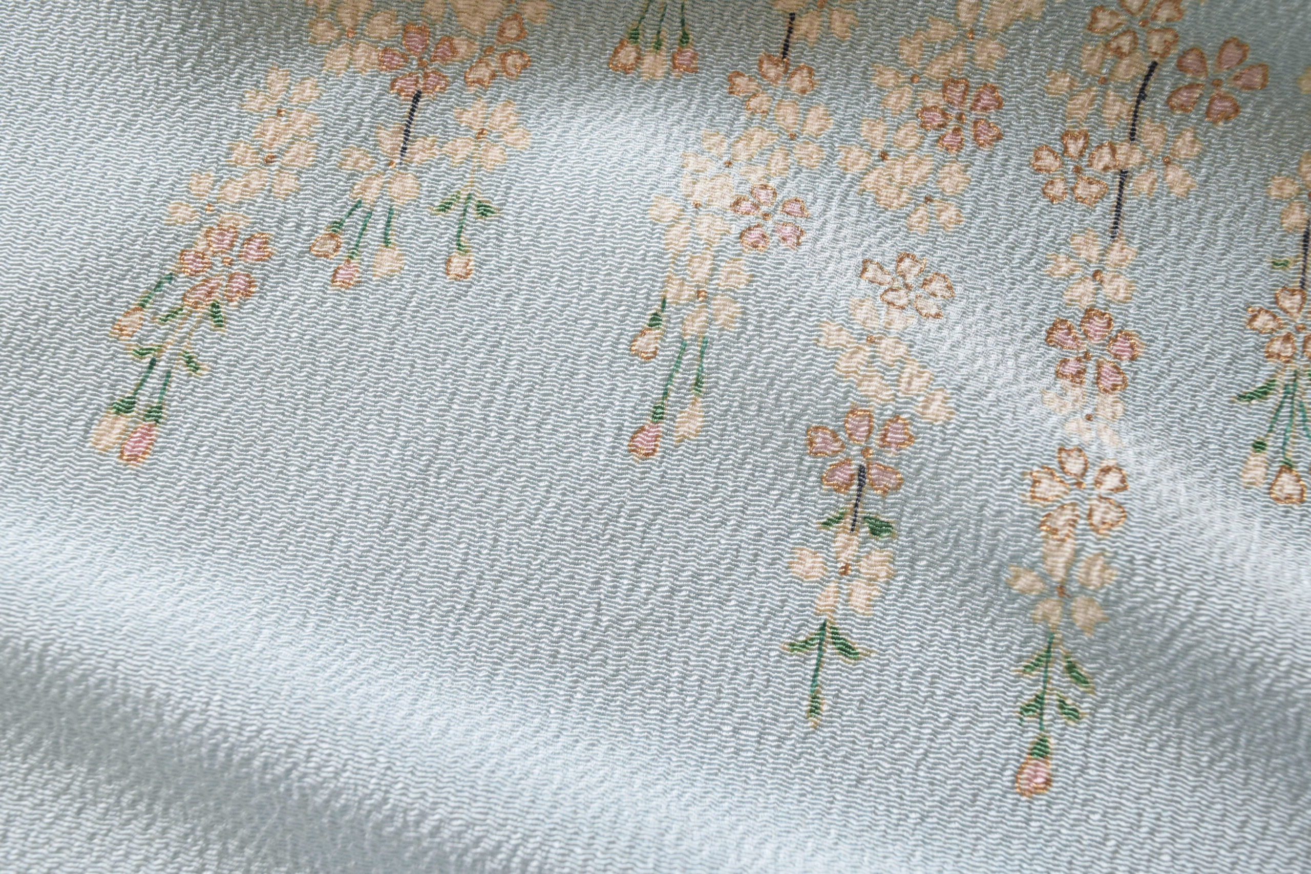 染の九寸名古屋帯 縮緬 真糊友禅 枝垂れ桜 今小路 あま宮 京都