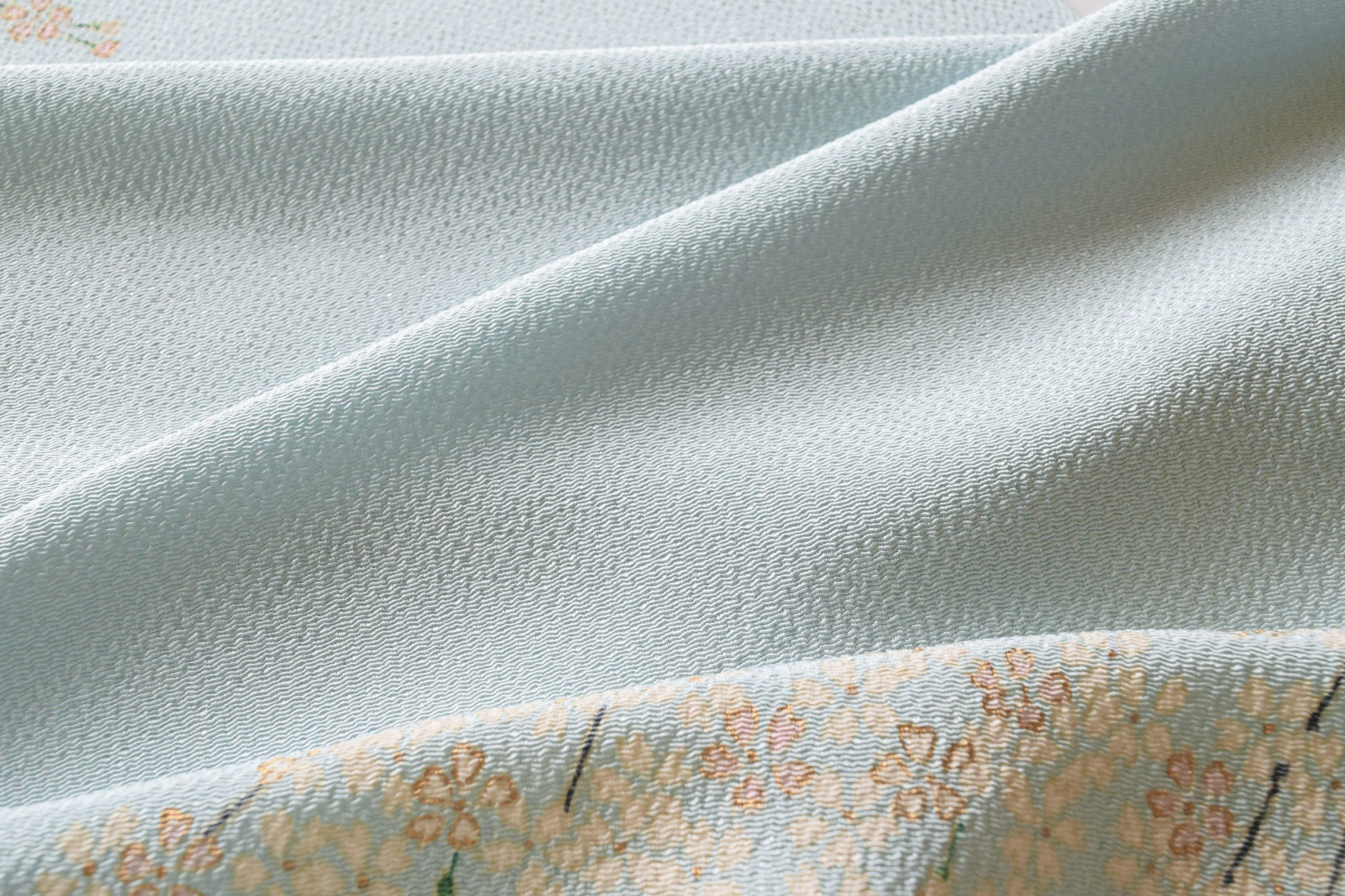 染の九寸名古屋帯 縮緬 真糊友禅 枝垂れ桜 今小路 あま宮 京都