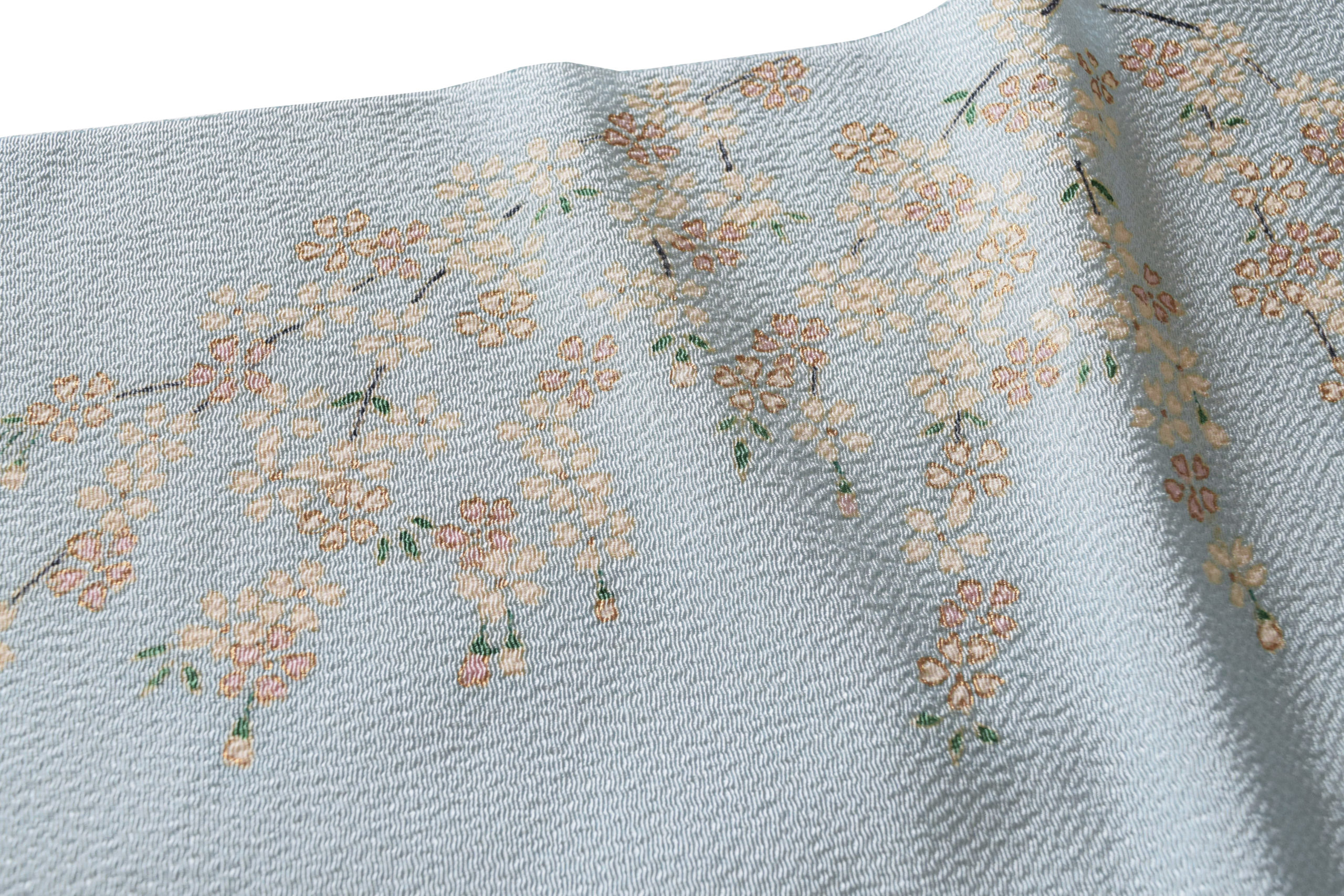 染の九寸名古屋帯 縮緬 真糊友禅 枝垂れ桜 今小路 あま宮 京都