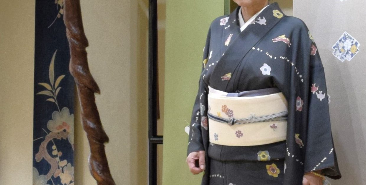 小紋　真糊　伊勢型小紋　ウサカメ　織の九寸名古屋帯　手織り　草木染め　刺繍　夢訪庵　天平美人図　今小路 あま宮　如月のキモノ　京都