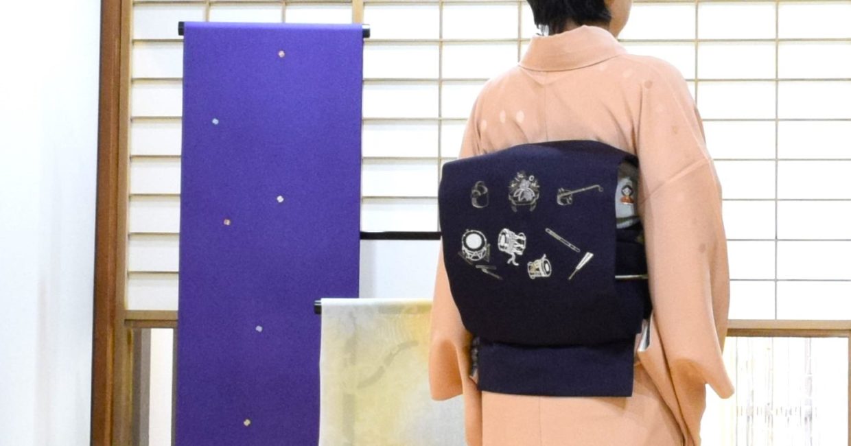小紋　箔水玉　塩瀬の染帯　季節の染帯　刺繡　雛道具　今小路 あま宮　如月のキモノ　京都