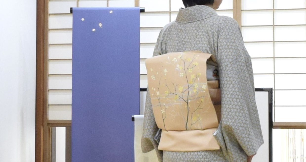 小紋　風物紋　塩瀬の染帯　季節の染帯　こぶし　今小路 あま宮　如月のキモノ　京都