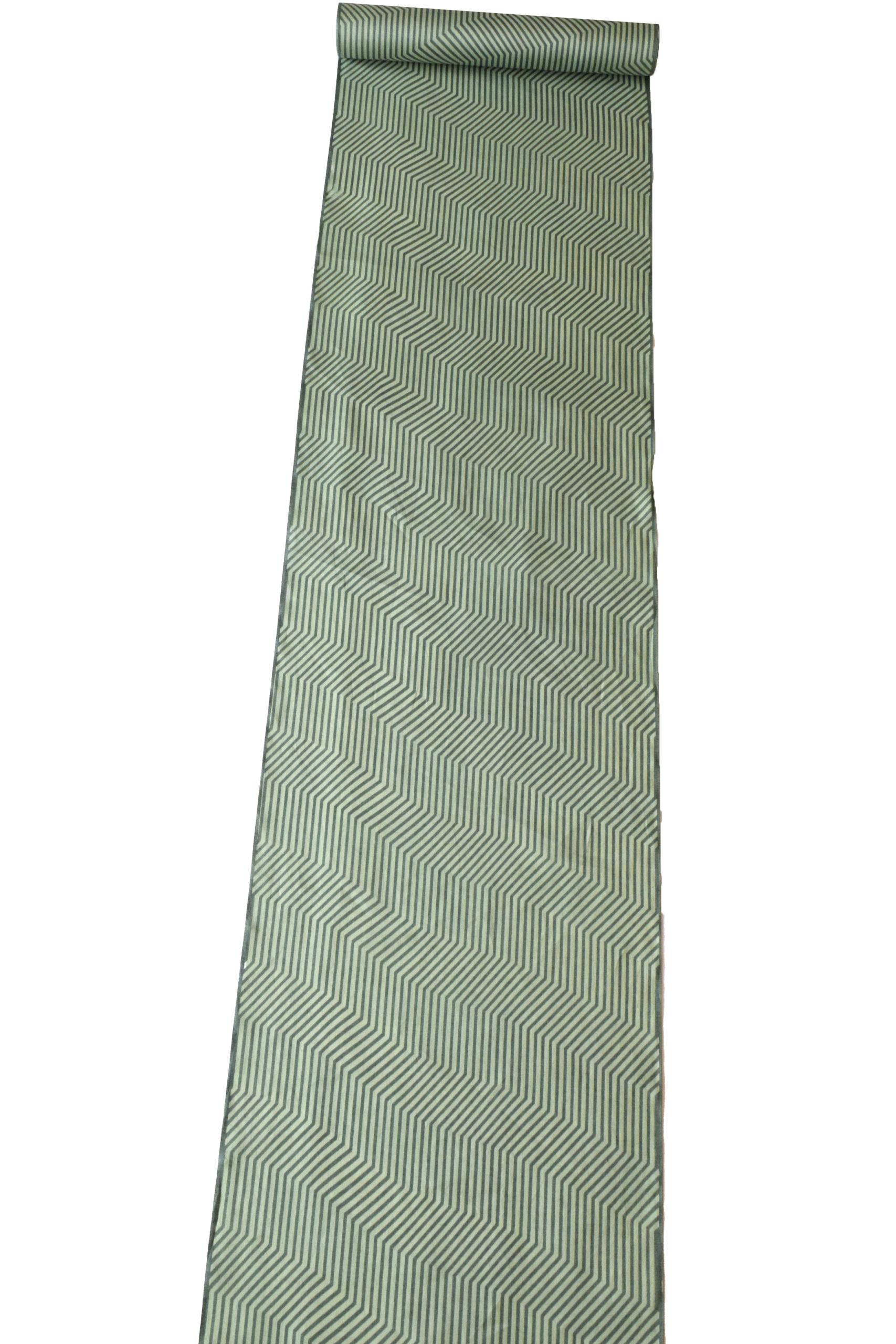 インド綿麻 浴衣 真糊 伊勢型小紋 2026 今小路 あま宮 山道縞 緑