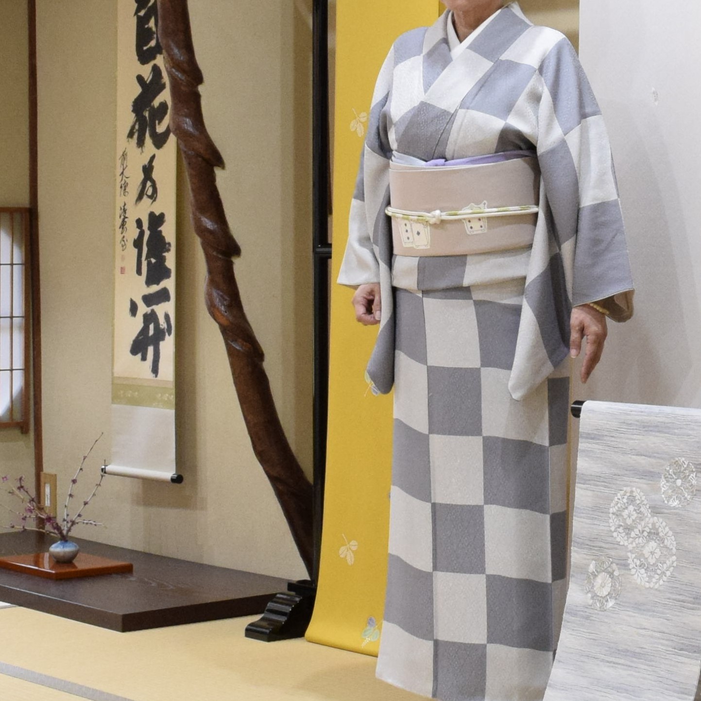 小紋 二釜市松 鳳凰丸文 塩瀬の染帯 トランプの兵隊 今小路 あま宮 卯月のキモノ